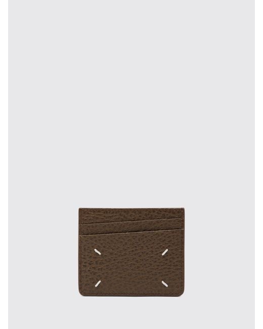 Maison Margiela Brown Four Stitches Cowhide Card Holder With Six Slots for men