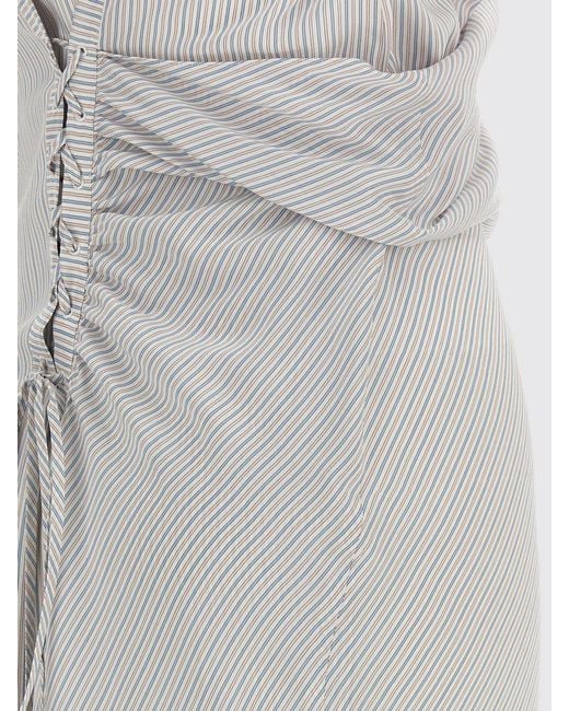 McQueen White Midi Silk Chemisier Dress With Short Sleeves And A Slim Fit