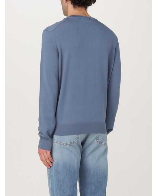Maison Kitsuné Blue Crew Neck Merino Wool Sweater for men