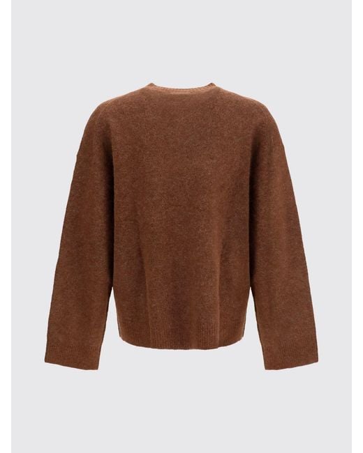 Represent Brown Crewneck Alpaca Wool-Blend Jumper With Jacquard Logo And Dropped Shoulders for men