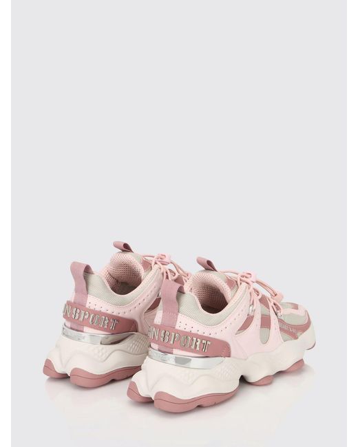 Philipp Plein Pink Runner Beast X-01 Leather And Mesh Sneakers With Drawstring Closure for men