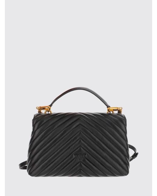 Pinko Black Lady Love Bag Puff Quilted Chevron Nappa
