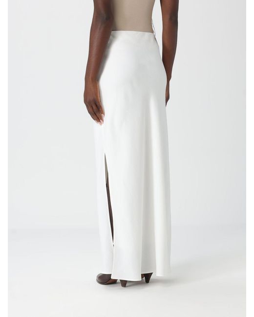 Brunello Cucinelli White Long Linen Skirt With Slits