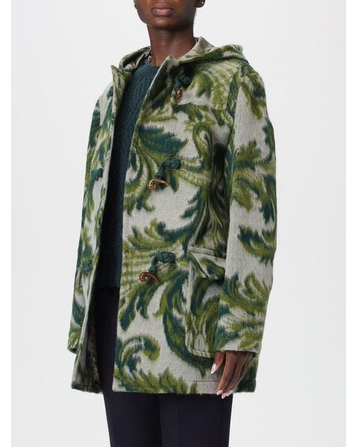 Etro Green Hooded Jacquard Wool-Blend Jacket