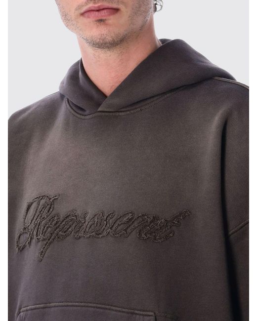 Represent Gray Used Cotton Hooded Sweatshirt for men