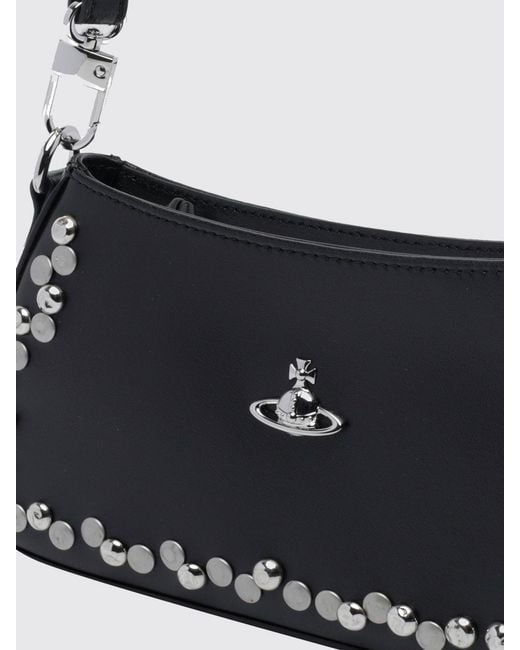 Vivienne Westwood White Smooth Calfskin Mini Shoulder Bag With Studs