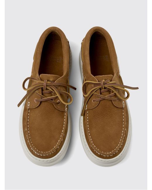 Camper Brown Runner Suede Boat Loafers for men