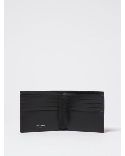 Saint Laurent White Cassandre East/West Leather Wallet for men