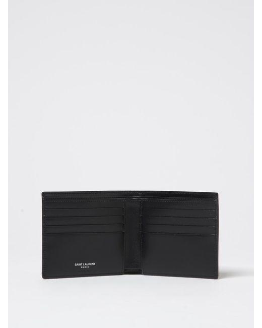 Saint Laurent White Cassandre East/West Leather Wallet for men