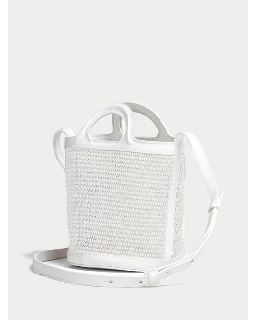 Marni White Tropicalia Leather And Raffia Bag