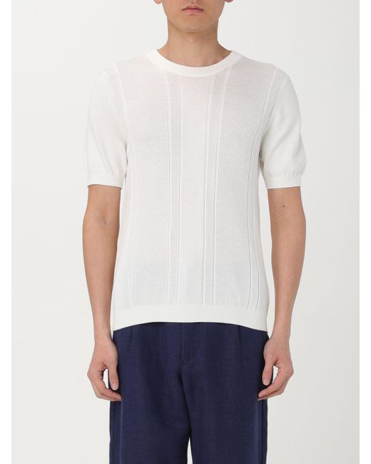 T-shirt in cotone a costine di Brunello Cucinelli in White da Uomo