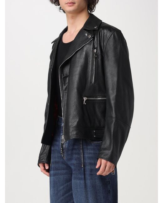 McQueen Black Leather Outerwears for men
