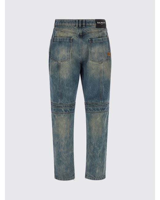 Balmain Blue Cotton Denim Skinny Fit Jeans for men