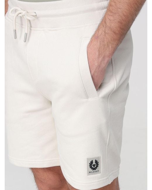 Belstaff White Cotton Jogging Shorts for men