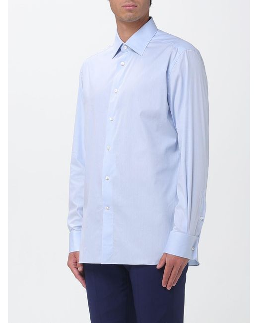 Zegna Blue Classic Stretch Poplin Shirt for men