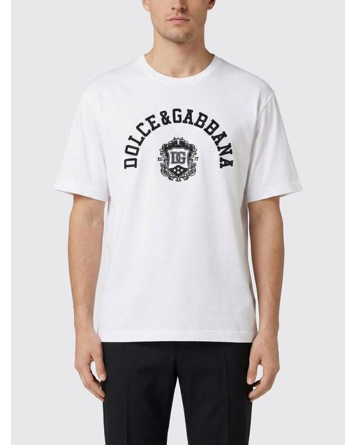 Dolce & Gabbana White Dolce &Amp Gabbana Cotton Crew-Neck T-Shirt With Logo for men