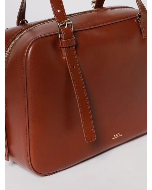 A.P.C. Brown Virginie Box Glossy Leather Bag