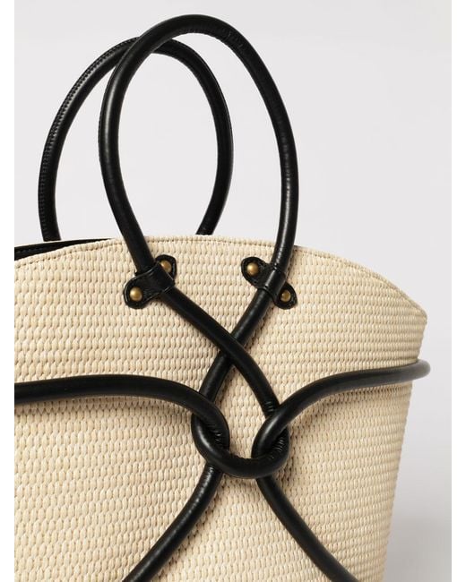 Just Cavalli Natural Leather And Raffia Handbag