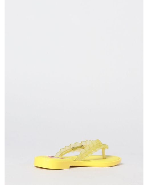 Melissa X Ganni Yellow Ruched Pvc Thong Sandals With Low Heel