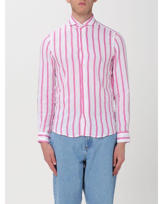 Camicia in lino a righe di Brian Dales in Pink da Uomo