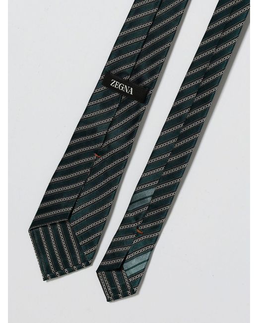 Zegna White Striped Silk Tie for men