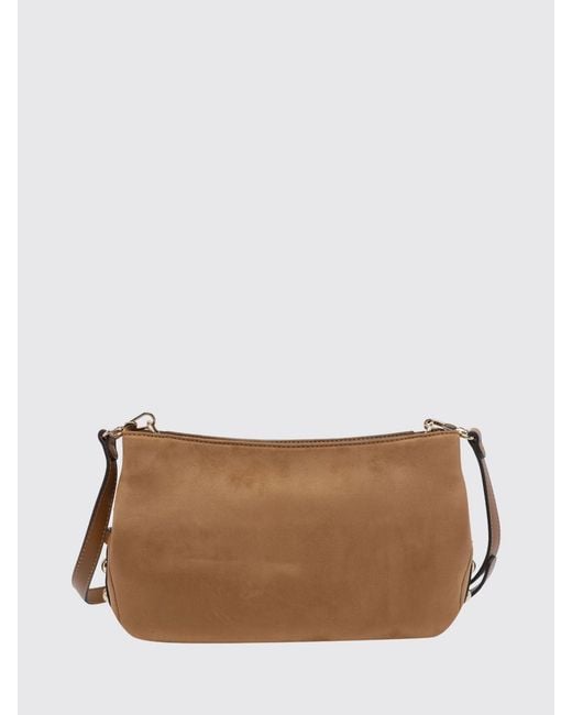 Liu Jo Brown Gerona Faux Suede Crossbody Bag With Zip Closure And Tonal Logo