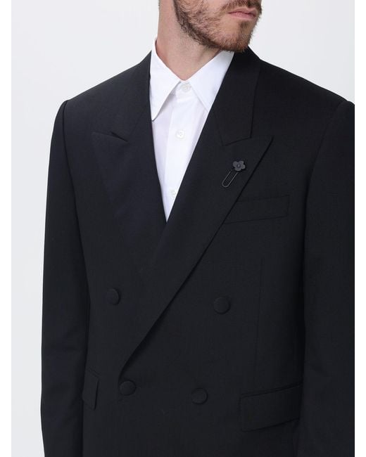 Lardini Blue Double-Breasted Wool Blazer for men