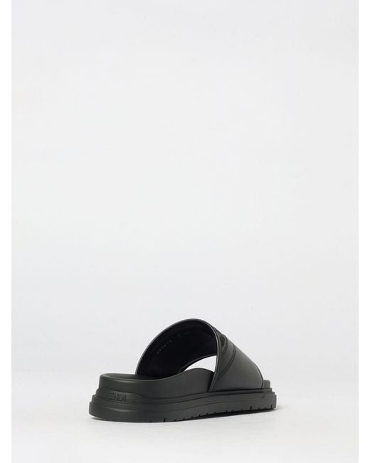 Fendi White Diagonal Sliders for men