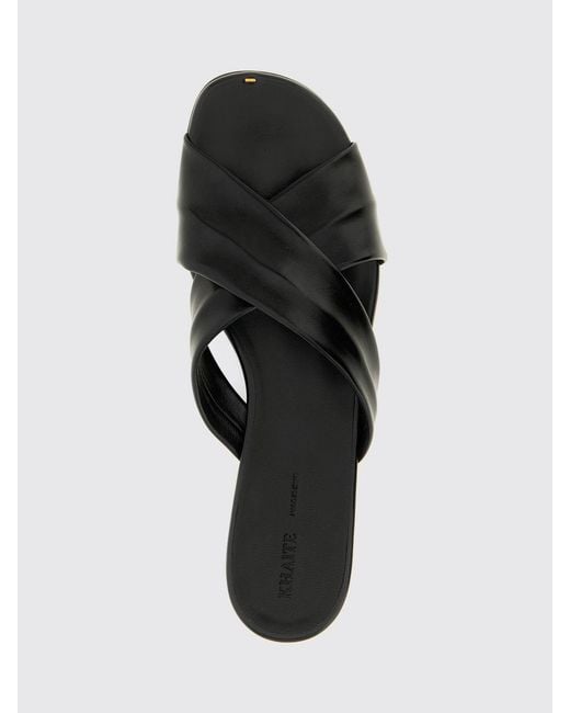 Khaite Black Leather Liria Sandal