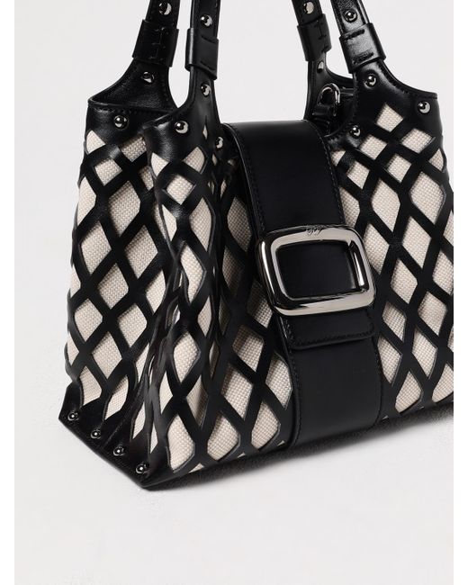Borsa Shopping Mini Viv' Choc di Roger Vivier in Black