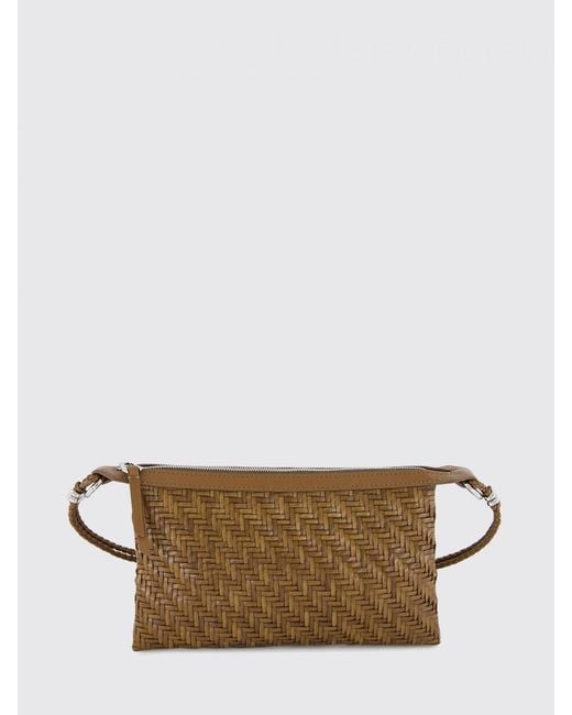 Benedetta Bruzziches Brown Pondy Woven Leather Mini Bag With Strap