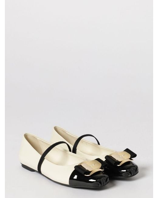 Ferragamo White Ballet Flat