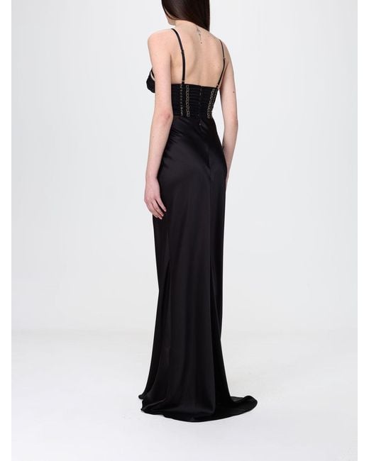 Elisabetta Franchi Black Corset Satin Dress