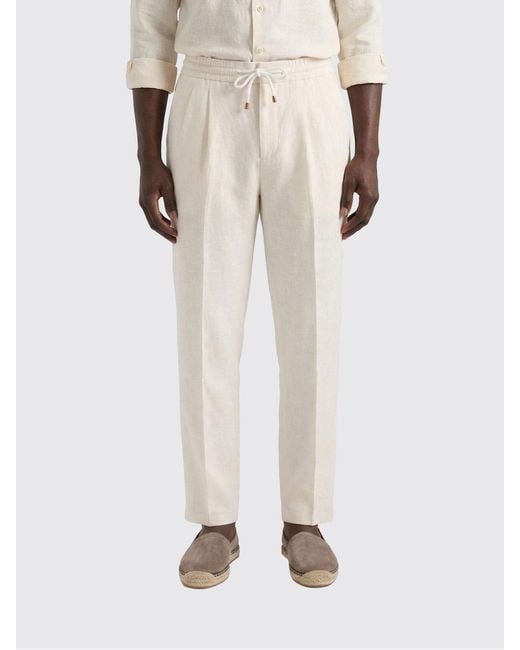 Brunello Cucinelli Natural Linen And Cotton Trousers for men