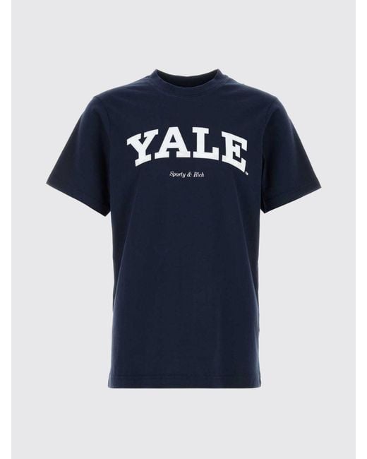 Sporty & Rich Blue Sporty &Amp Rich Yale Classic Cotton T-Shirt for men