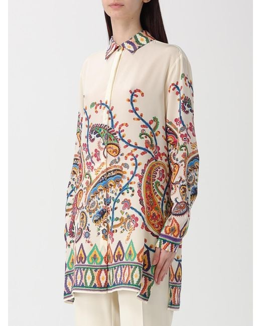 Etro White Silk Paisley Print Shirt
