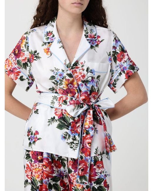 Dolce & Gabbana White Dolce &Amp Gabbana Floral Silk Shirt