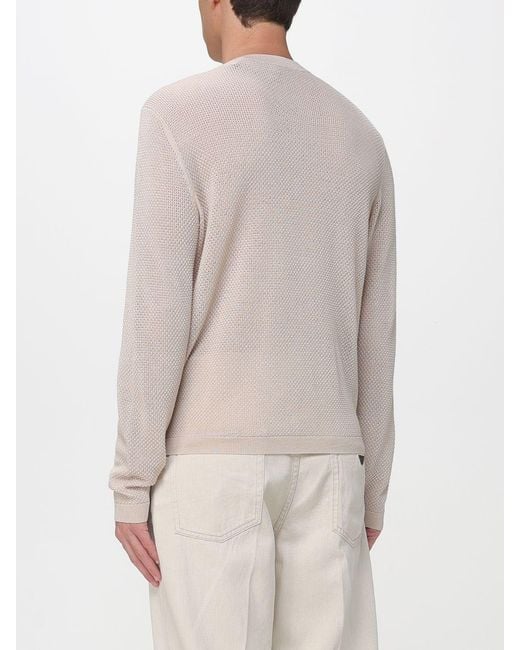 Emporio Armani White Wool And Silk Blend Crew Neck Pullover for men