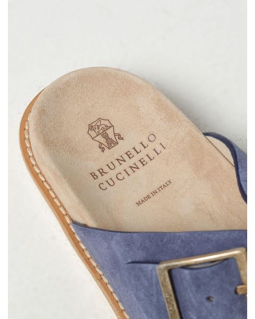 Sandalo in pelle scamosciata di Brunello Cucinelli in Blue da Uomo