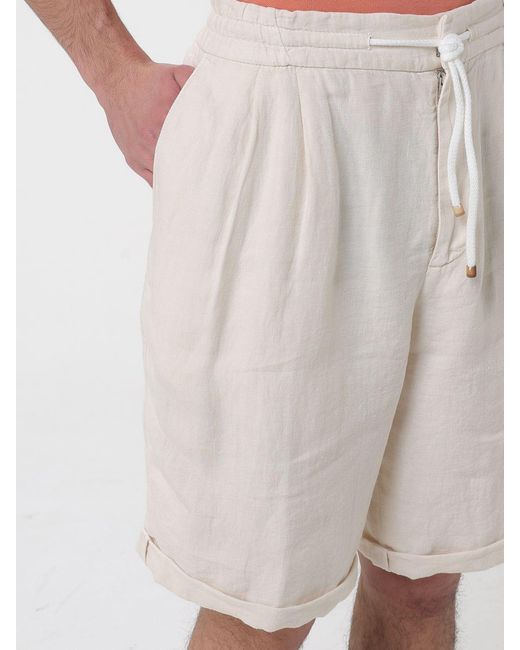 Brunello Cucinelli Natural Linen Drawstring Shorts for men