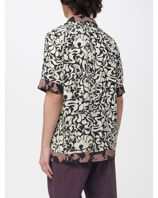 Dries Van Noten Purple Printed Cuban Collar Shirt for men