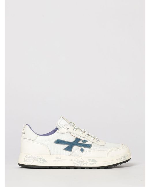 Premiata White Nous Perforated Suede Sneakers for men