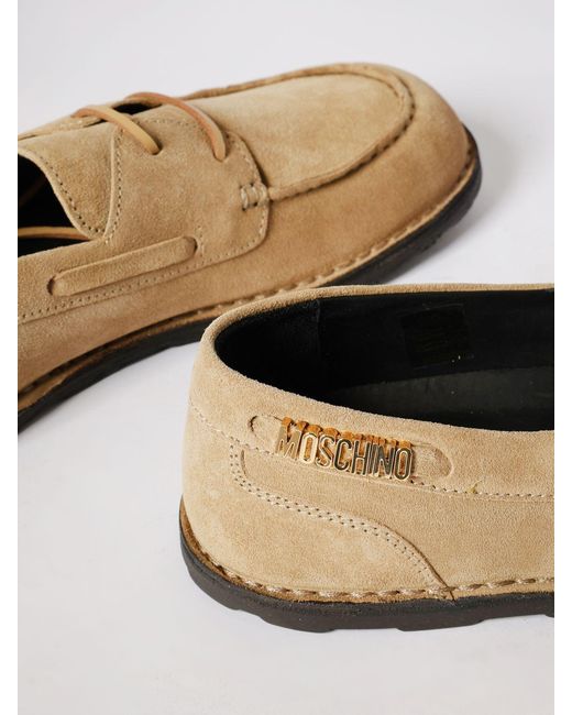 Moschino Couture Natural Suede Boat Loafers for men