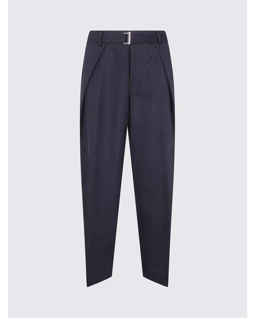 Sacai Blue Pinstriped Cotton Tailored Trousers for men