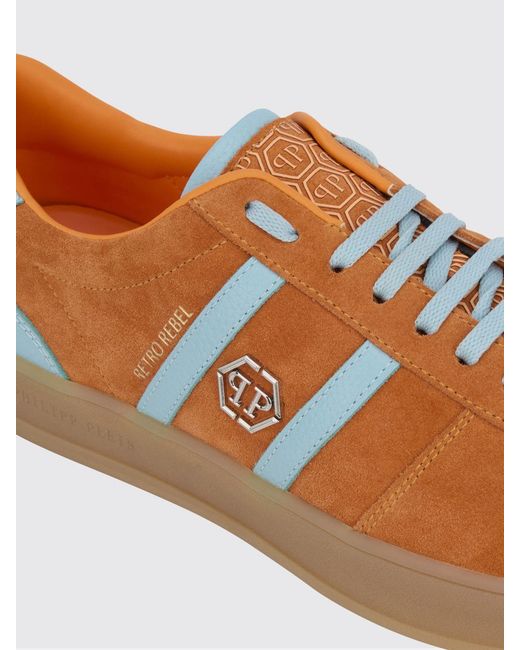 Philipp Plein Orange Retro Rebel Suede Sneakers for men