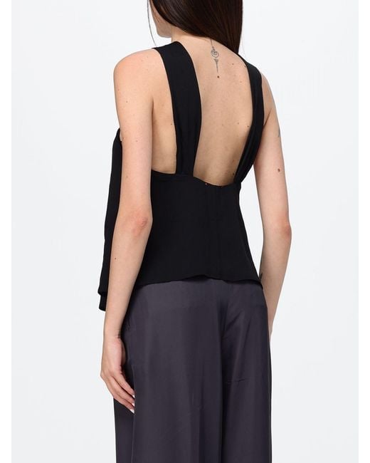 Forte_forte Black Criss-Cross Silk Blend Evening Top With Ring Detail