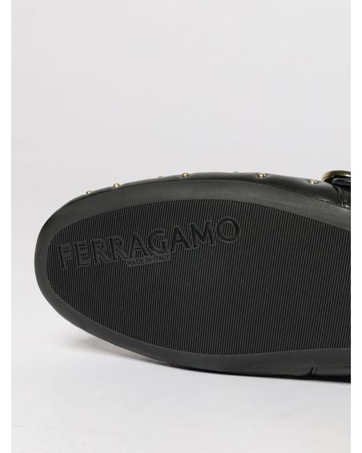 Ferragamo White Gancini Buckle Studded Nappa Mary Jane Flats