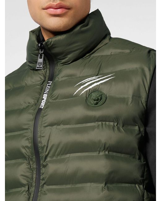 Philipp Plein Gray Padded Quilted Nylon Vest for men