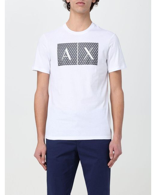 T-shirt di cotone di Armani Exchange in White da Uomo