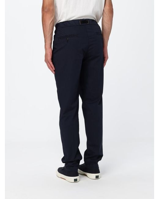 Peuterey Blue Stretch Cotton Trousers With Drawstring Waist And Straight Leg for men